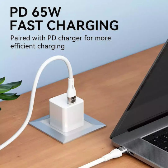 Wozinsky Cablu USB 2.0 USB-C Masculin - USB-C 65W PD Alb 1m WSTCC1