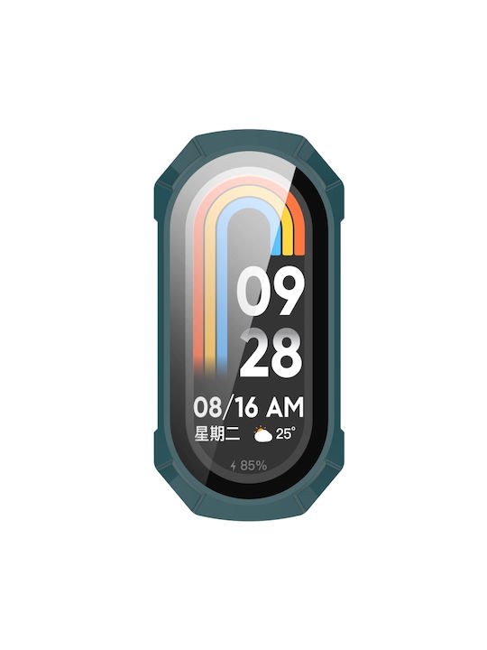 Xiaomi Mi Band 8 Pc + Tempered Glass Ενσωματωμένη Προστατευτική Θήκη Ρολογιού Πράσινο Πεύκο