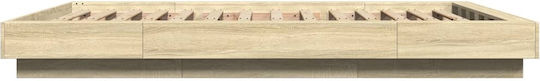 Double Wooden Bed Base Beige with Slats for Mattress 120x200cm