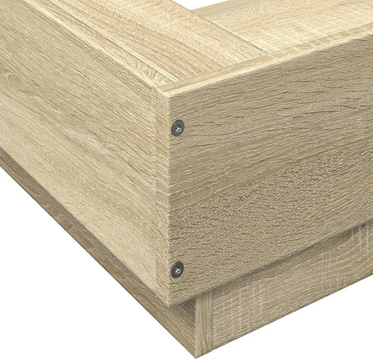 Double Wooden Bed Base Beige with Slats for Mattress 120x200cm