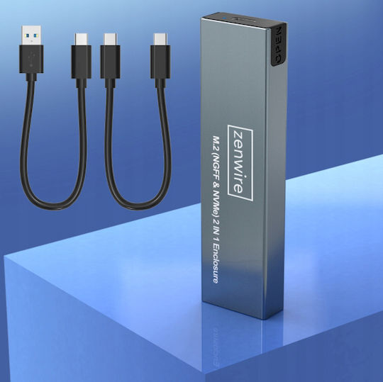 Zenwire Θήκη για Σκληρό Δίσκο M.2 SATA III NVME με σύνδεση Type-C σε Γκρι χρώμα