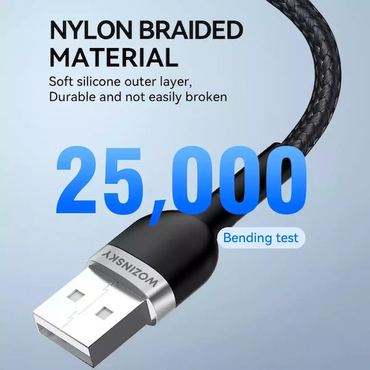 Wozinsky Regular USB-A la Cablu Lightning Negru 1m (WNBAL1)