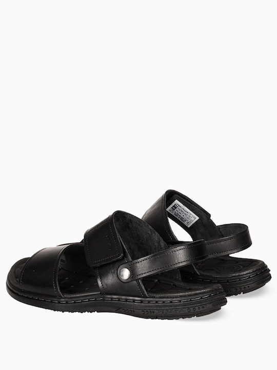 Leder Herrensandalen in Schwarz Farbe