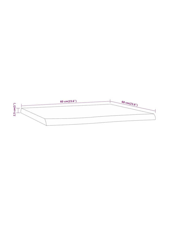 vidaXL Square Table Surface made of Solid Wood Brown 60x60x2.5cm 370618 1pcs