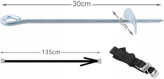 Set 4 Anchors Securing Trampoline Zola Anchor Size 30 Cm Belt Size 135 Cm