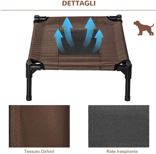 Pawhut Raised Dog Bed Breathable Steel Fabric 61x46x18 Cm Black Brown