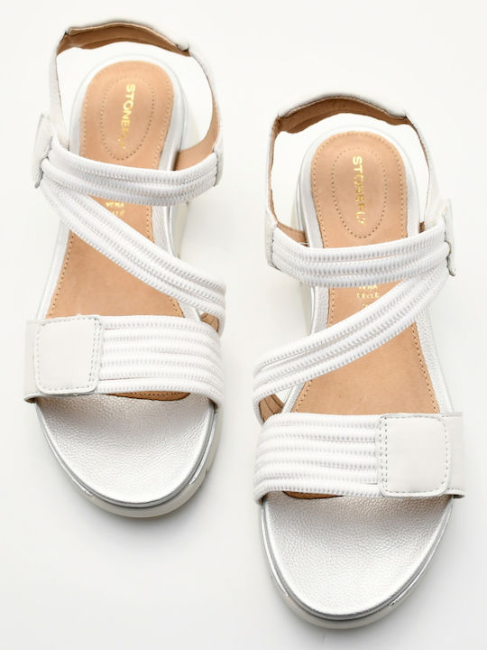Leather Women's Flat Sandals White