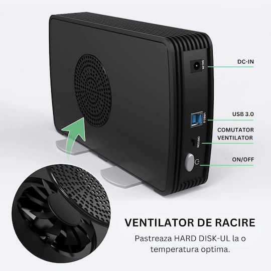 Fideco Carcasă pentru unitate de hard disk 2.5" / 3.5" SATA III cu conexiune USB 3.0