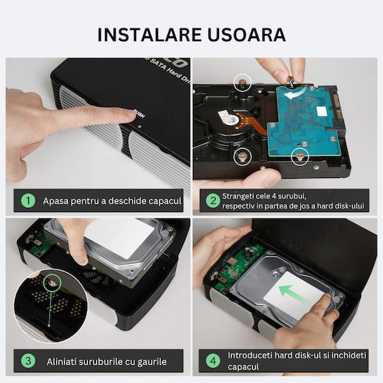 Fideco Carcasă pentru unitate de hard disk 2.5" / 3.5" SATA III cu conexiune USB 3.0