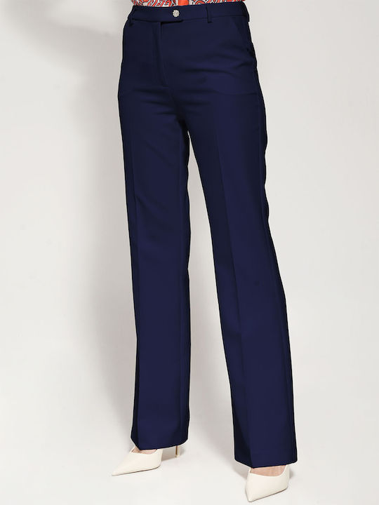 Tresor Women's Fabric Trousers Flare Blue