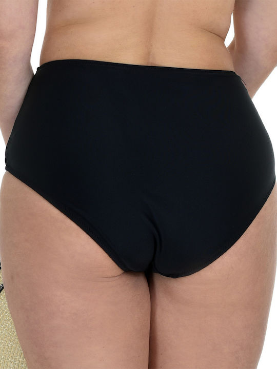 Bikini Inferioare Slip Talie Înaltă Negru