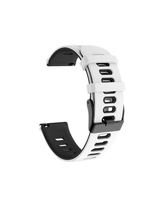 20mm Huawei Watch Gt2e 42mm Samsung Galaxy Watch Active 2 Ζώνη Ρολογιών Σιλικόνης Λευκό + Μαύρο