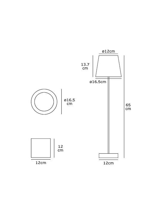 VK Lighting LED Floor Lamp H65xW16.5cm. with Warm White Light 565lm Gray