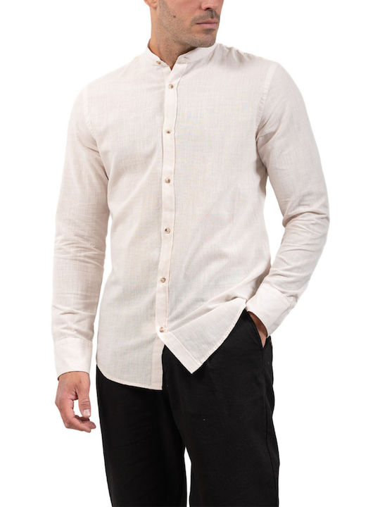 Vittorio Artist Men's Shirt Long Sleeve Linen White