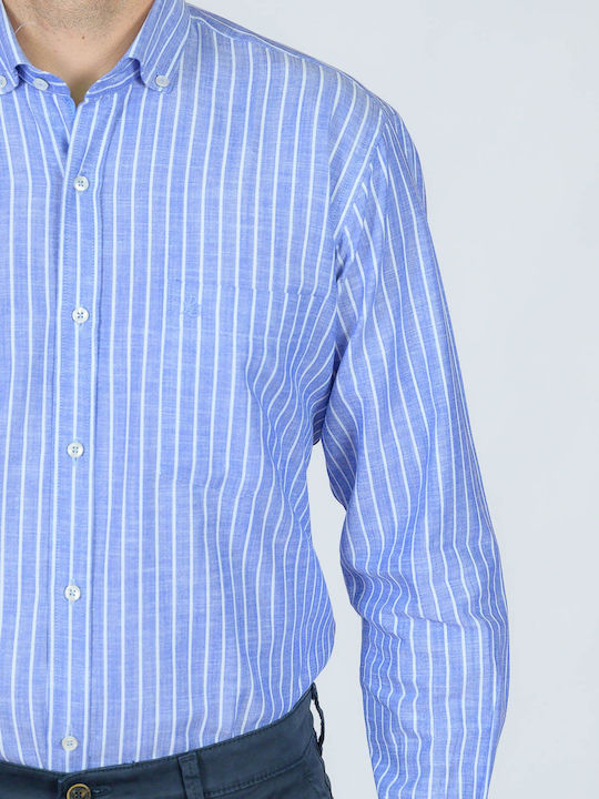 Long-sleeved Shirt Striped Sky Blue