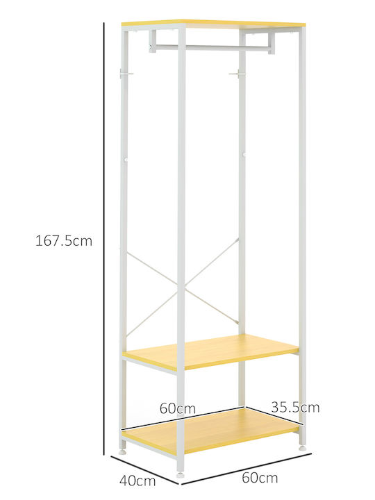 HomCom Κρεμάστρα Δαπέδου από Ξύλο Λευκή 60x40x167.5cm