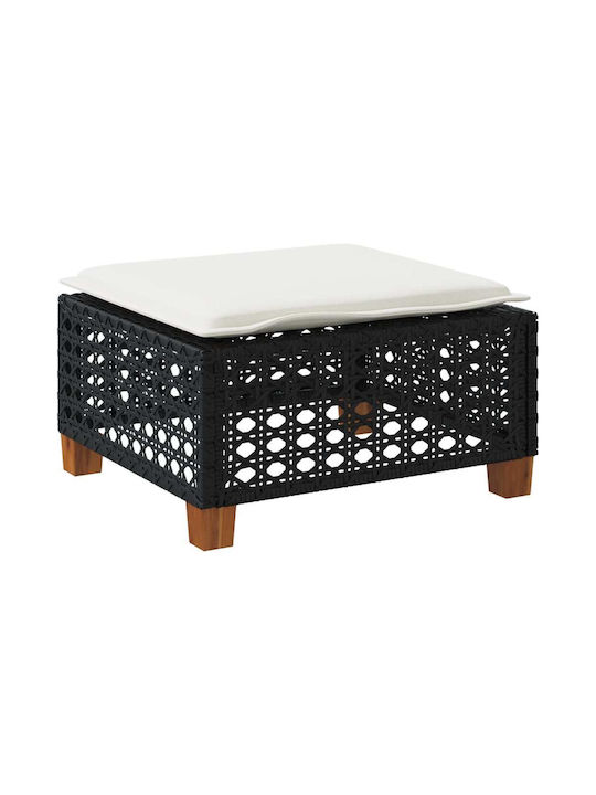 Băncuță Cub Pentru Exterior Rattan Cu Pernă Neagră 63.5x56x32cm