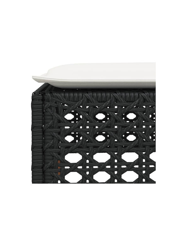 Băncuță Cub Pentru Exterior Rattan Cu Pernă Neagră 63.5x56x32cm