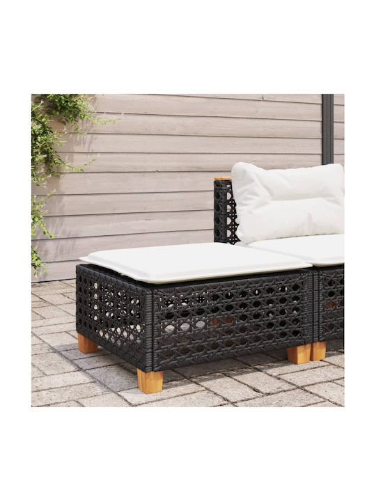 Băncuță Cub Pentru Exterior Rattan Cu Pernă Neagră 63.5x56x32cm