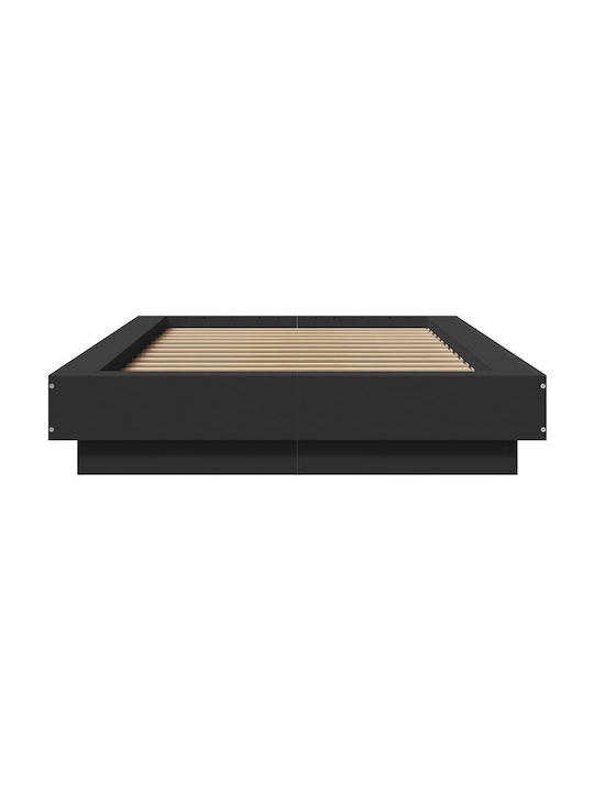 Suport Pat Single Din Lemn Negru Cu Plăci Pentru Saltea 90x200cm