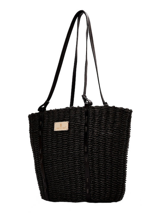 Bag to Bag Ψάθινη Women's Bag Shoulder Black