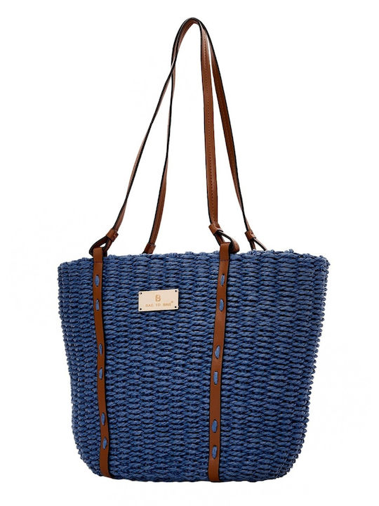 Bag to Bag Ψάθινη Women's Bag Shoulder Blue