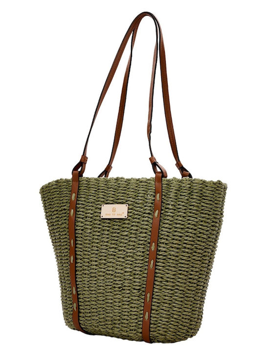 Bag to Bag Ψάθινη Geantă de damă De umăr Verde