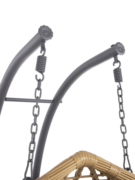 Gracie Κρεμαστή Κούνια Φωλιά με Μαξιλάρι 2 Θέσεων Rattan Μπεζ Μ120xΠ120xΥ200cm