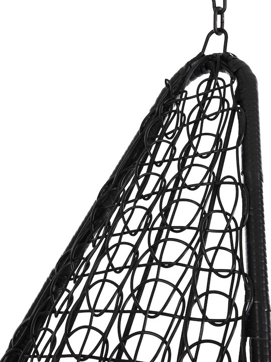 Millie Garten & Veranda Schaukel mit Basis und Kissen Sessel Rattan Schwarz L95xB95xH195cm