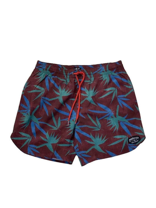 Men's Swimwear Shorts Burgundy With Pattern
