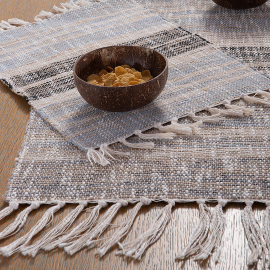 Nef-Nef Homeware Bayen Rutschfest Teppich Rechteckig Sommer aus Jute mit Fransen Beige / L.blue