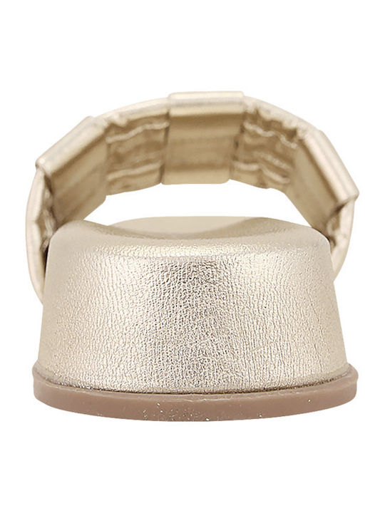 Nemel Leather Women's Flat Sandals in Gold Color