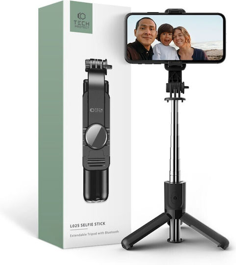 Tech-Protect L02S Selfie Stick Τρίποδο Κινητού Bluetooth Μαύρο