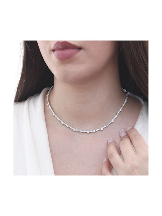 Necklace White Zircon Silver 925° P-70706