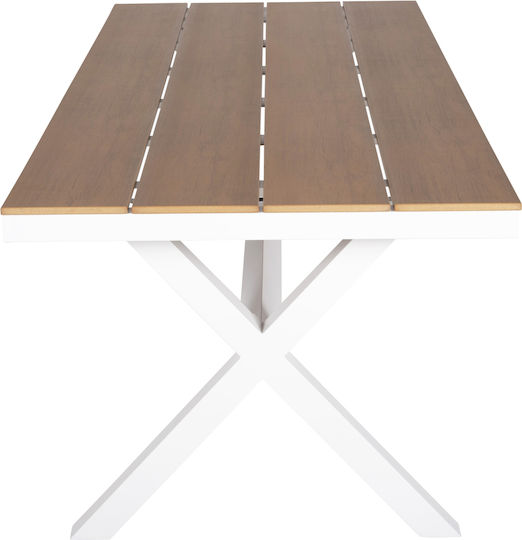 Masa pentru spații exterioare Polywood cu schelet din aluminiu Tawnee Alb 219.5x89.5cm
