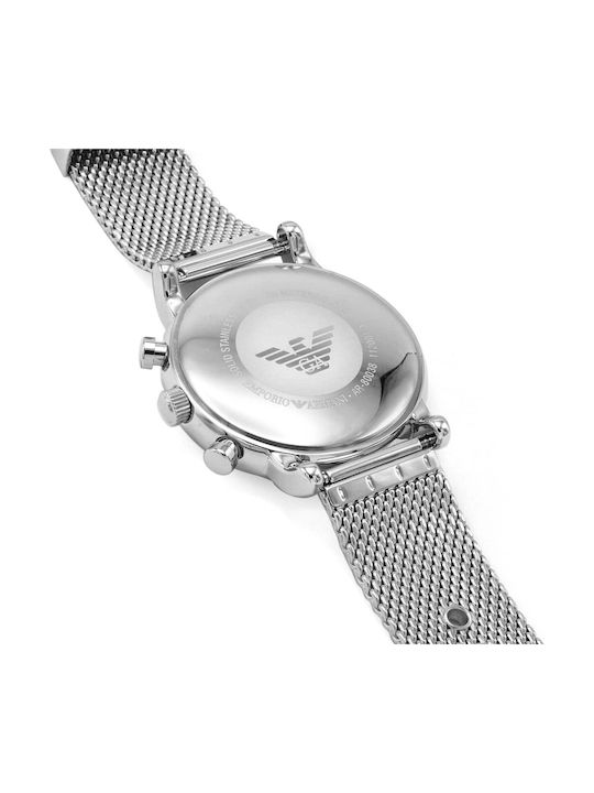 Emporio Armani Luigi Ανδρικό Ρολόι 46mm Χρονογράφος Μπαταρίας με Ατσάλινο Μπρασελέ Navy/Silver