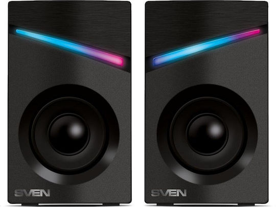Sven 305 Ηχεία Υπολογιστή 2.0 με RGB Φωτισμό και Ισχύ 6W Μαύρα