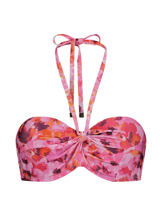 Bikini Top with Padding Floral Light Pink