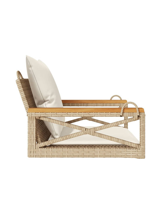 Rattan Swing Beige with 110kg Maximum Weight Capacity L63xW62xH40cm