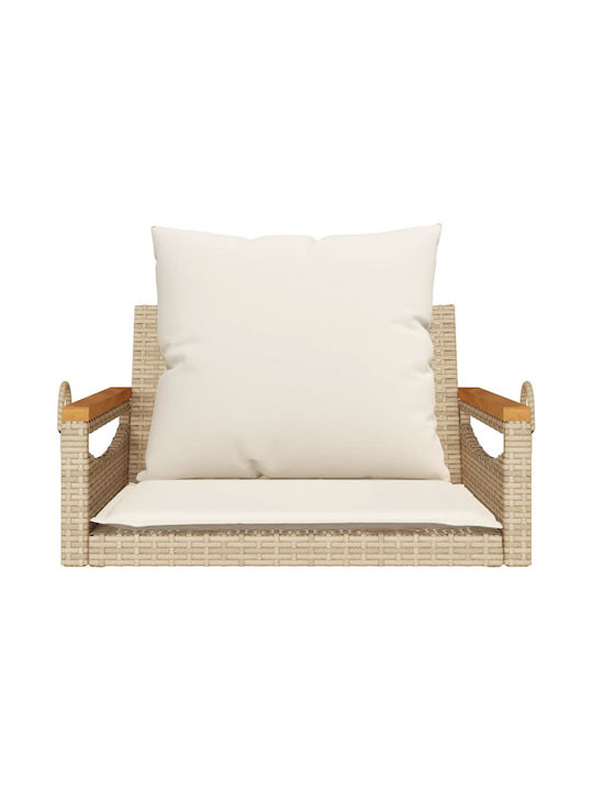 Rattan Swing Beige with 110kg Maximum Weight Capacity L63xW62xH40cm