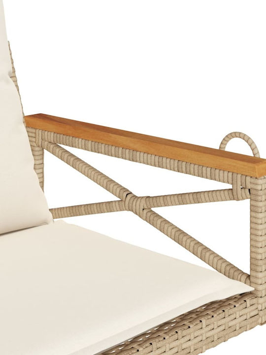 Rattan Swing Beige with 110kg Maximum Weight Capacity L63xW62xH40cm
