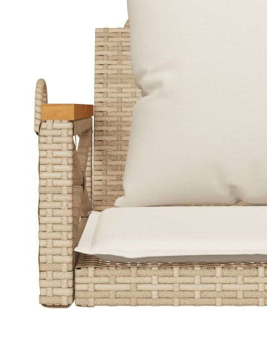 Rattan Swing Beige with 110kg Maximum Weight Capacity L63xW62xH40cm