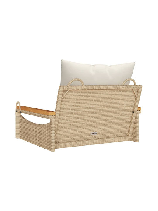 Rattan Swing Beige with 110kg Maximum Weight Capacity L63xW62xH40cm