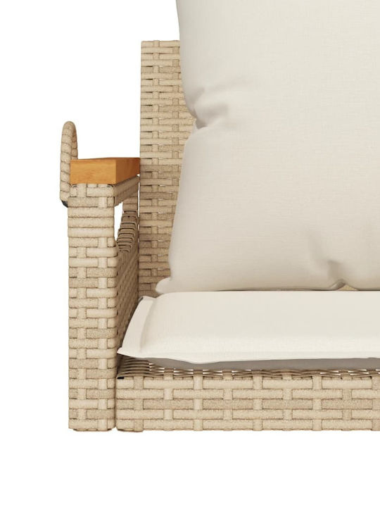 Rattan Swing Beige with 110kg Maximum Weight Capacity L63xW62xH40cm