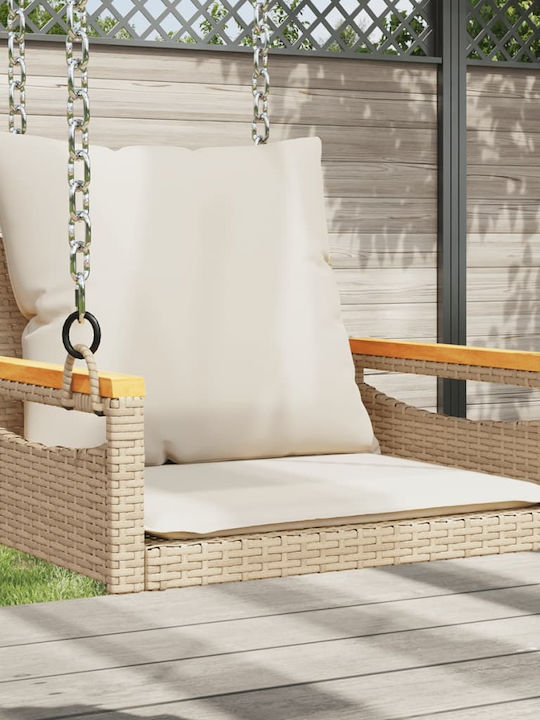 Rattan Swing Beige with 110kg Maximum Weight Capacity L63xW62xH40cm
