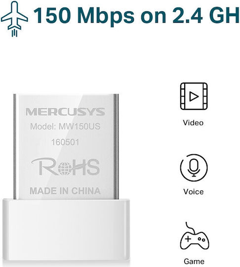 Mercusys N150 v2 Ασύρματος USB Αντάπτορας Δικτύου 150Mbps