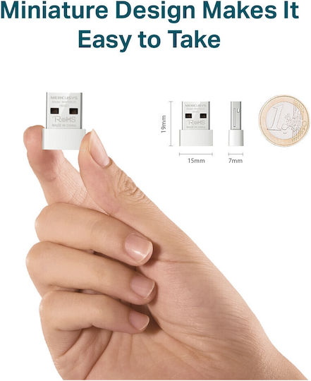 Mercusys N150 USB Netzwerkadapter mit Drahtloser Wi-Fi Verbindung 150Mbps (Netzwerkversion v2)