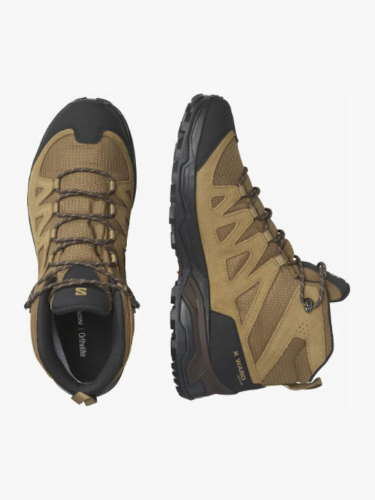 Salomon X Ward Mid GTX Men's Hiking Waterproof Boots With Gore-Tex Membrane Kangaroo Black Dull Gold