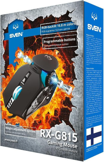 Sven RX-G815 RGB Gaming Ποντίκι 8000 DPI Μαύρο