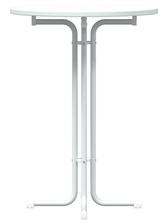 Round Table Bar Collapsible Wooden with Metal Frame White 80x80x110cm